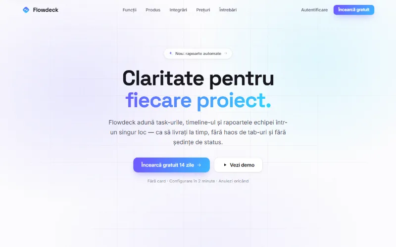 Demo: aplicație SaaS Flowdeck